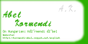 abel kormendi business card